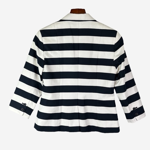 Banana Republic Striped Blazer Jacket Size 4 Midnight Navy White 3/4 Sleeves - Picture 6 of 12